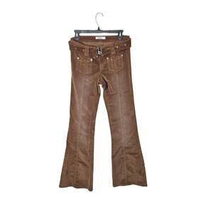 Garage Low Rise Corduroy Belted Flare Pant Size 5 Small Tan 70s Stretch